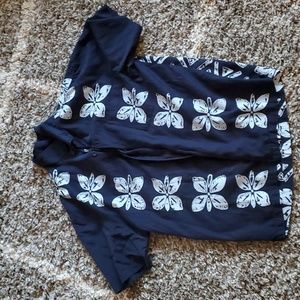 VINTAGE! Blue, Medium, Unionbay floral Hawaiian button down